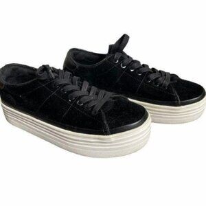 Guess Buddi Black Velvet Platform Sneakers Size 9